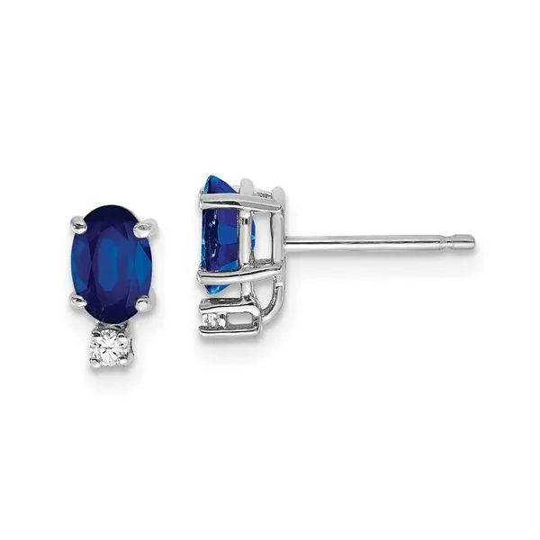 14K White Gold Sapphire and Diamond Earrings Morin Jewelers Southbridge, MA