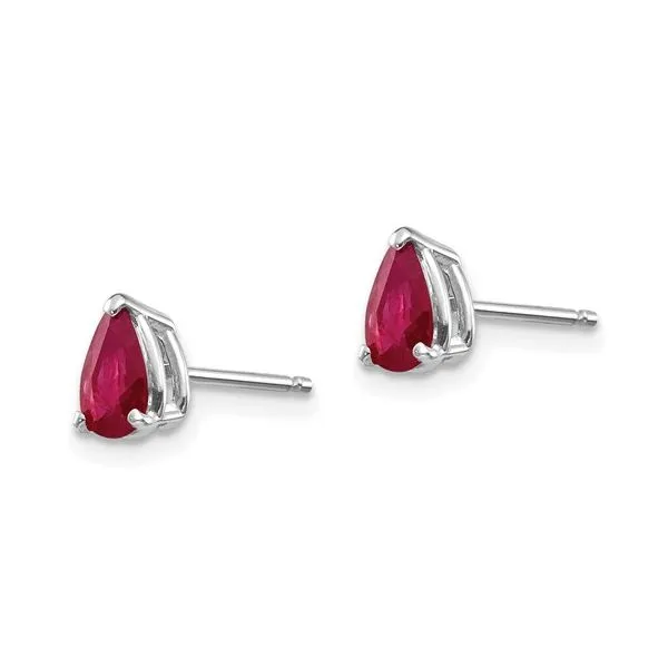 White 14 Karat Pear Ruby Earrings Image 2 Morin Jewelers Southbridge, MA