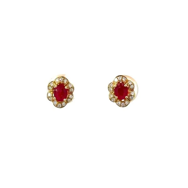 Yellow 14 Karat Garnet and Diamond Stud Earrings Morin Jewelers Southbridge, MA