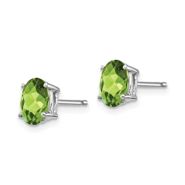14K White Gold Oval Peridot Earrings Image 2 Morin Jewelers Southbridge, MA
