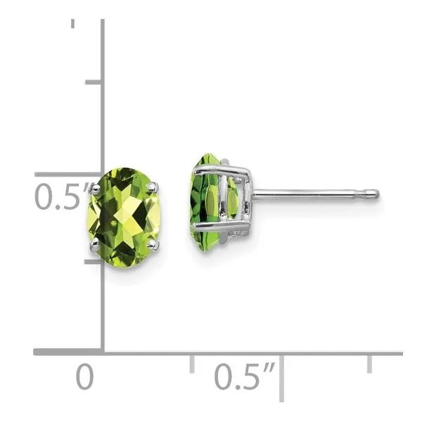 14K White Gold Oval Peridot Earrings Image 4 Morin Jewelers Southbridge, MA