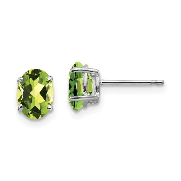 14K White Gold Oval Peridot Earrings Morin Jewelers Southbridge, MA
