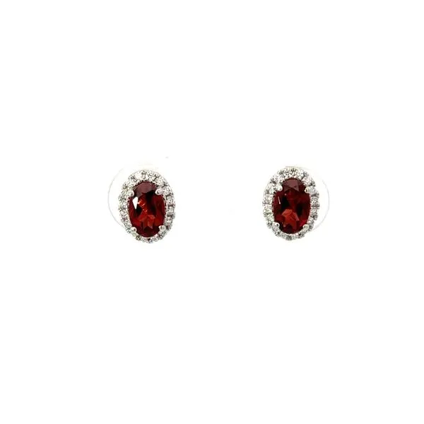White 14 Karat Garnet and Diamond Stud Earrings Morin Jewelers Southbridge, MA