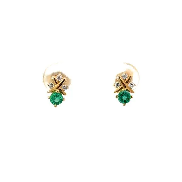 Yellow 14 Karat Emerald Stud Earrings Morin Jewelers Southbridge, MA