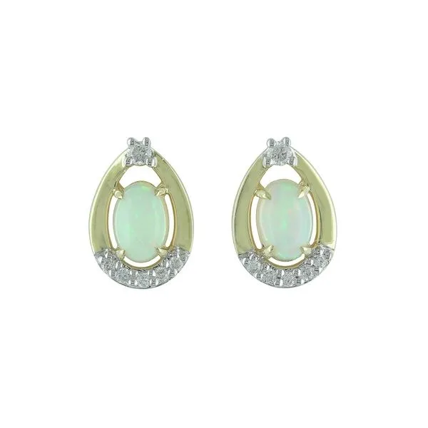 White 14 Karat Opal Stud Earrings Morin Jewelers Southbridge, MA