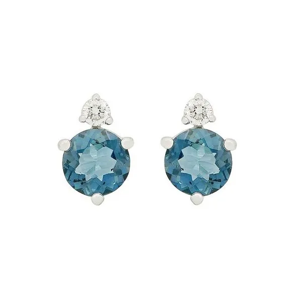 White 14 Karat Round Gemstone Stud Earrings Morin Jewelers Southbridge, MA