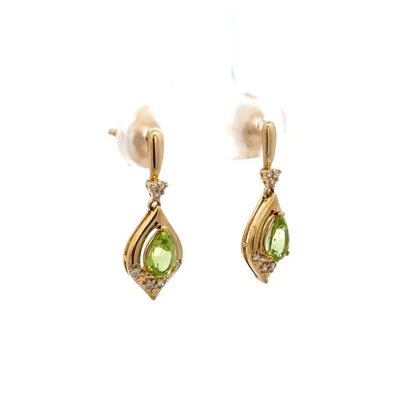 Yellow 14 Karat Peridot Drop Earrings Image 2 Morin Jewelers Southbridge, MA