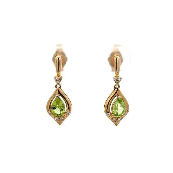Yellow 14 Karat Peridot Drop Earrings Morin Jewelers Southbridge, MA