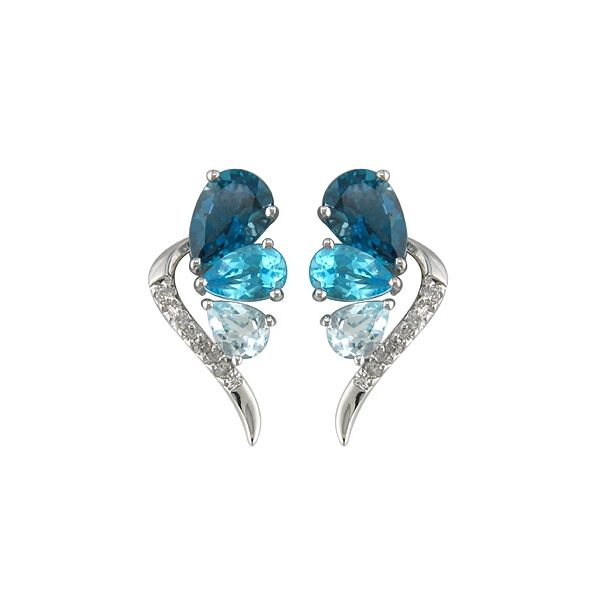 14K White Gold Blue Topaz and Diamond Accent Earrings Morin Jewelers Southbridge, MA