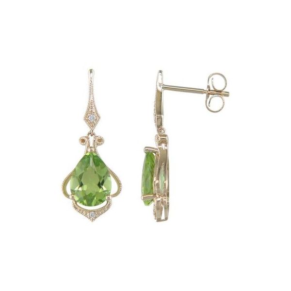 Peridot and Diamond Drop Earrings Morin Jewelers Southbridge, MA