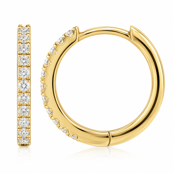 14K Yellow Gold Diamond Huggie Earrings Morin Jewelers Southbridge, MA
