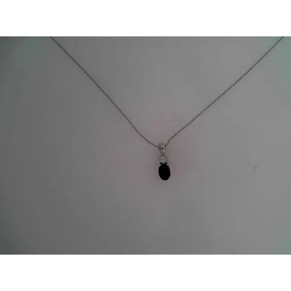 14K White Sapphire and Diamond Drop Pendant Necklace