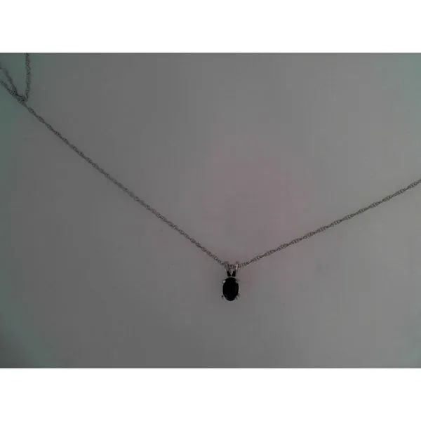 14K White Sapphire Drop Pendant Necklace