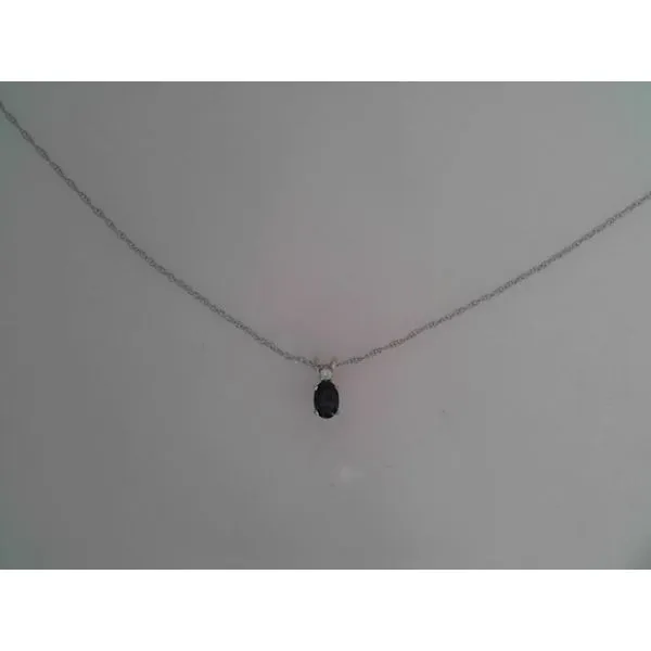 14K White Sapphire and Diamond Drop Pendant Necklace