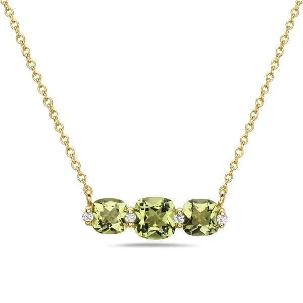 14K Yellow Peridot and Diamond Pendant Necklace