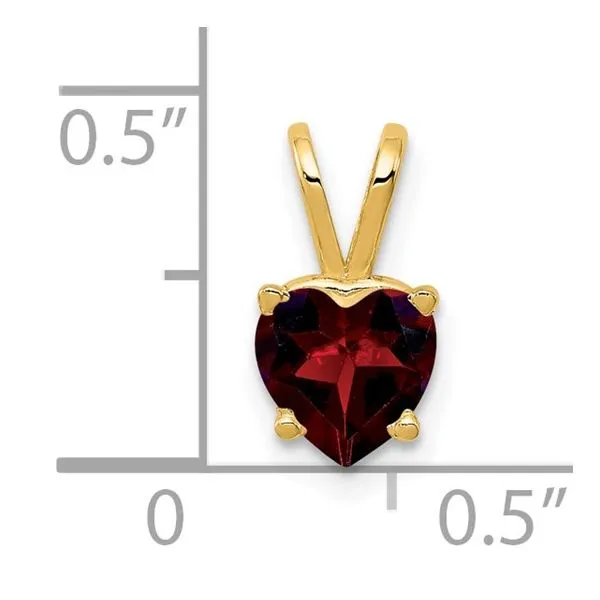 14k Yellow Gold Petite Heart Garnet Pendant
