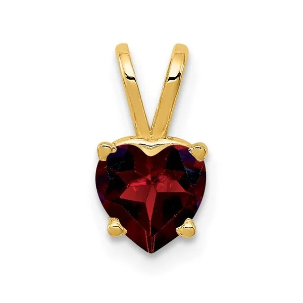14k Yellow Gold Petite Heart Garnet Pendant