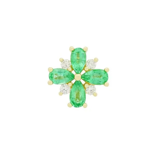 14K Yellow Multi Stone Emerald and Diamond Pendant Necklace