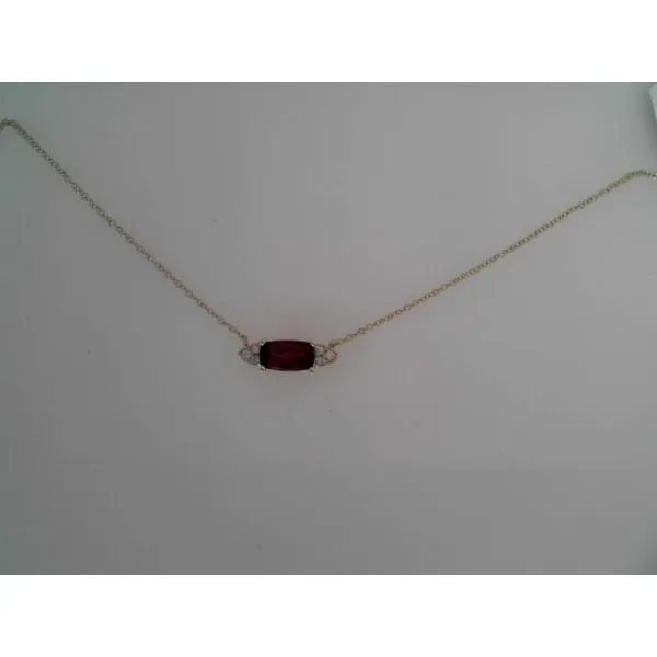 14K Yellow Garnet and Diamond Drop Pendant