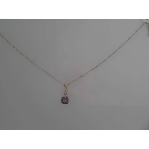 14K Yellow Amethyst and Diamond Drop Pendant