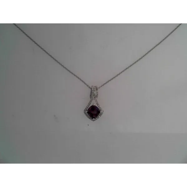 14K White Drop Amethyst and Diamond Pendant Morin Jewelers Southbridge, MA