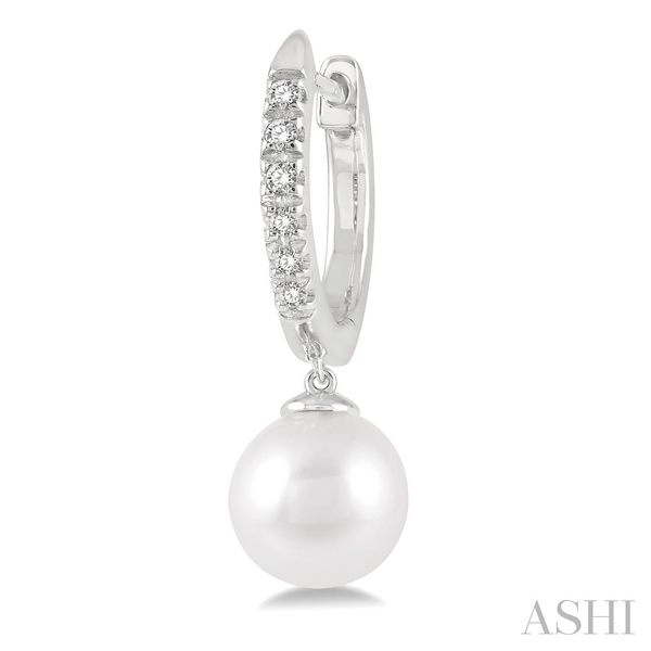 14K White Pearl and Diamond Drop Earrings Morin Jewelers Southbridge, MA