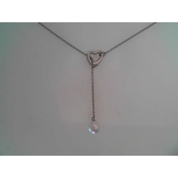 Sterling Silver Heart Lariat Pearl Necklace Morin Jewelers Southbridge, MA