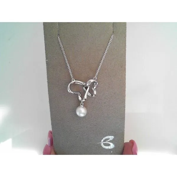 Sterling Silver Double Heart Pearl Necklace Morin Jewelers Southbridge, MA