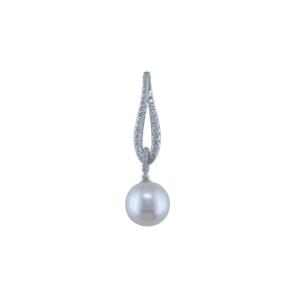 14K White Gold Pearl and Diamond Pendant Morin Jewelers Southbridge, MA