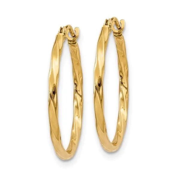 Yellow Polished 14Kt Twisted Hoop Earrings Image 2 Morin Jewelers Southbridge, MA