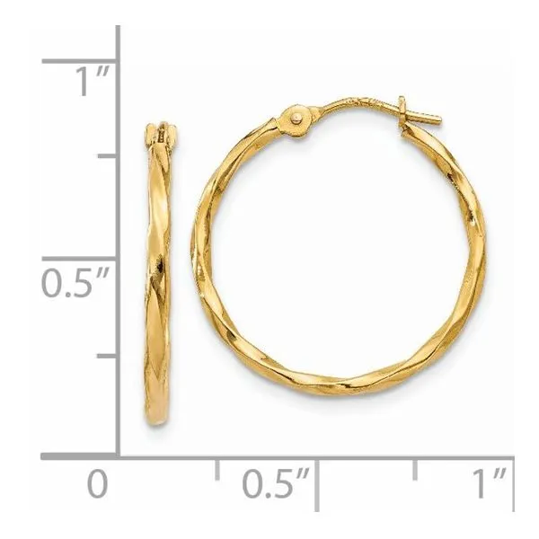 Yellow Polished 14Kt Twisted Hoop Earrings Image 3 Morin Jewelers Southbridge, MA