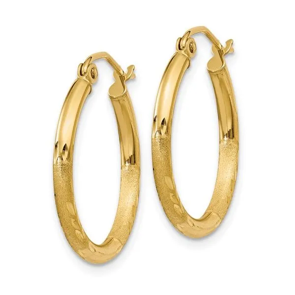 14K Yellow Gold Medium Hoop Earrings Image 2 Morin Jewelers Southbridge, MA