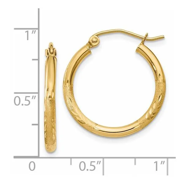 14K Yellow Gold Medium Hoop Earrings Image 4 Morin Jewelers Southbridge, MA