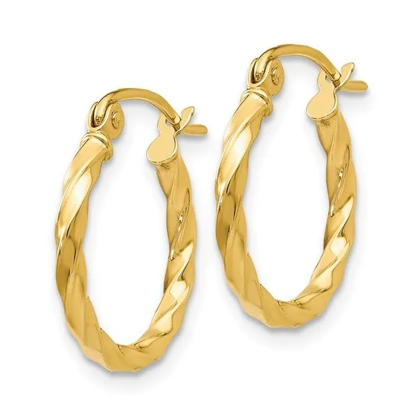14K Yellow Gold Small Hoop Earrings Image 2 Morin Jewelers Southbridge, MA