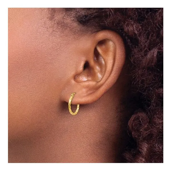 14K Yellow Gold Small Hoop Earrings Image 3 Morin Jewelers Southbridge, MA