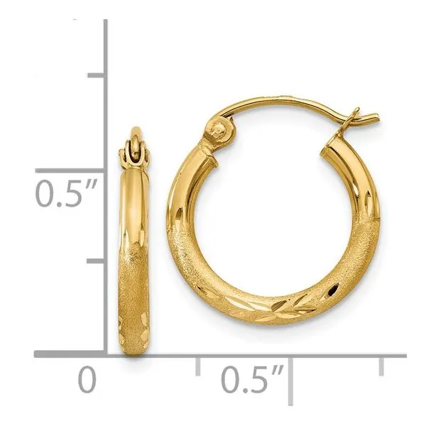 14K Yellow Gold Diamond Cut Hoop Earrings Image 4 Morin Jewelers Southbridge, MA