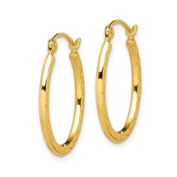 10Kt Yellow Textured Hollow Oval Hinged Hoop Earrings Image 2 Morin Jewelers Southbridge, MA