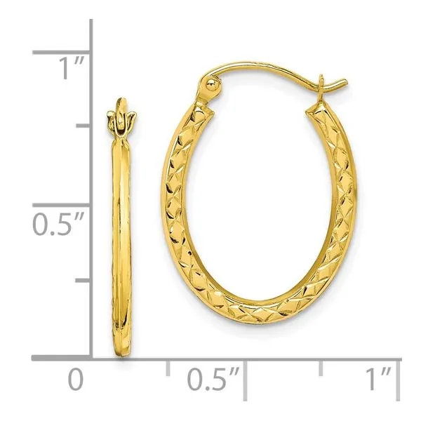 10Kt Yellow Textured Hollow Oval Hinged Hoop Earrings Image 4 Morin Jewelers Southbridge, MA