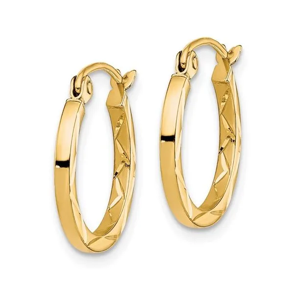 10Kt Yellow Diamond Cut Hinged Hoop Earrings Image 2 Morin Jewelers Southbridge, MA
