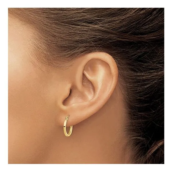 10Kt Yellow Diamond Cut Hinged Hoop Earrings Image 3 Morin Jewelers Southbridge, MA