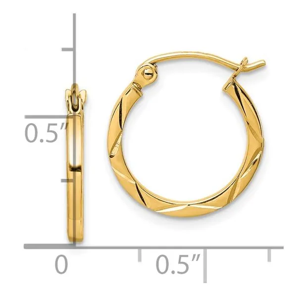 10Kt Yellow Diamond Cut Hinged Hoop Earrings Image 4 Morin Jewelers Southbridge, MA