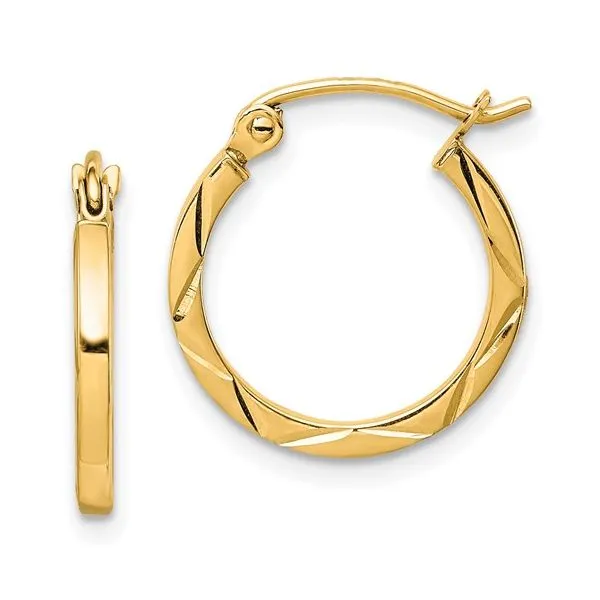 10Kt Yellow Diamond Cut Hinged Hoop Earrings Morin Jewelers Southbridge, MA
