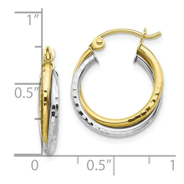 10Kt Two Tone Textured Twist Hinged Hoop Earrings Image 3 Morin Jewelers Southbridge, MA