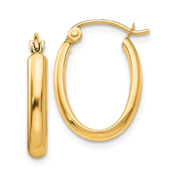 10Kt Yellow Polished Oval Tube Hinged Hoop Earrings Morin Jewelers Southbridge, MA
