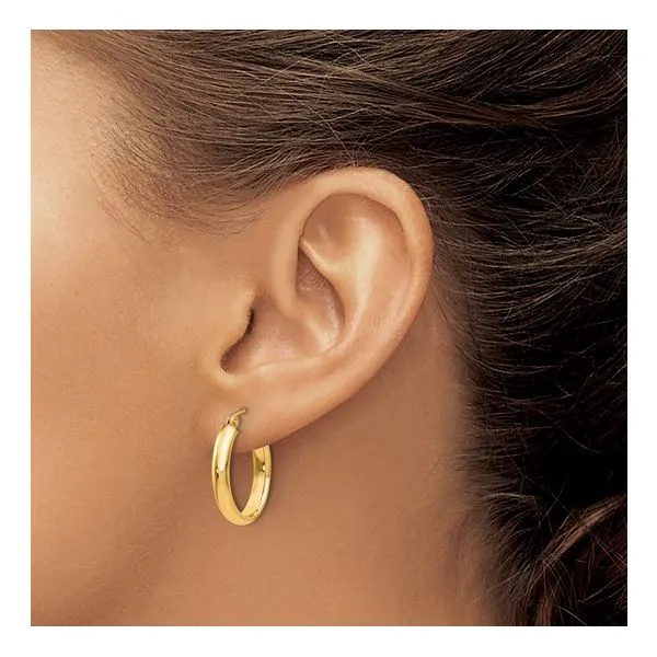 10Kt Yellow Polished Oval Tube Hinged Hoop Earrings Image 3 Morin Jewelers Southbridge, MA