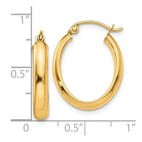10Kt Yellow Polished Oval Tube Hinged Hoop Earrings Image 4 Morin Jewelers Southbridge, MA
