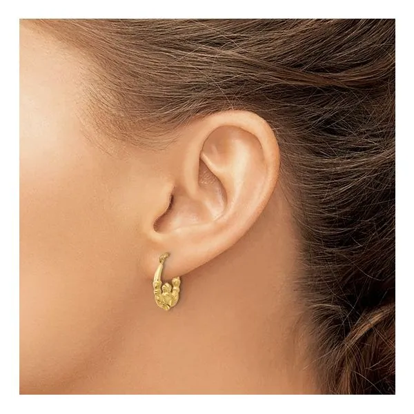 Yellow Polished 14Kt Claddagh Hinged Hoop Earrings Image 3 Morin Jewelers Southbridge, MA