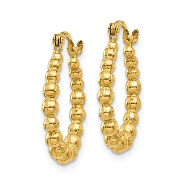 14Kt Yellow Beaded Hinged Hoop Earrings Image 2 Morin Jewelers Southbridge, MA