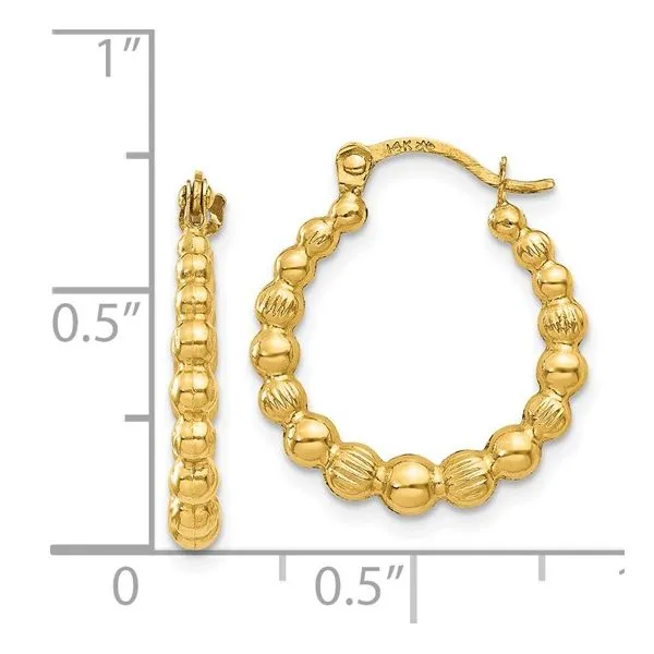 14Kt Yellow Beaded Hinged Hoop Earrings Image 4 Morin Jewelers Southbridge, MA