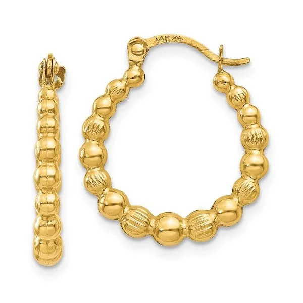 14Kt Yellow Beaded Hinged Hoop Earrings Morin Jewelers Southbridge, MA
